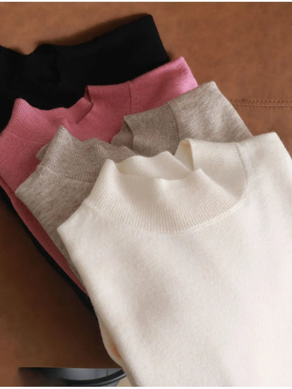 Basic Soft Solid Color Half Turtleneck Sweater