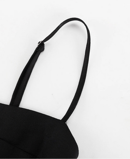 A-Line Cotton Black Cutout Maxi Dress With Pockets