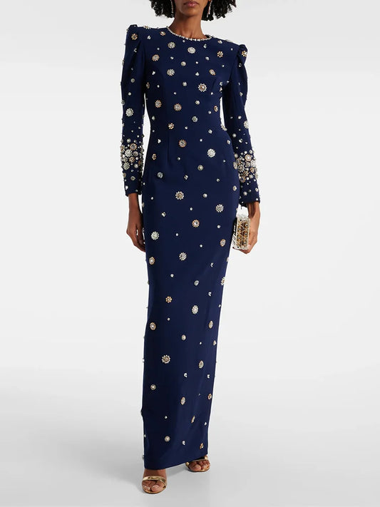 Luxury Beaded Floor-Length Formal Dress – High Street Dress