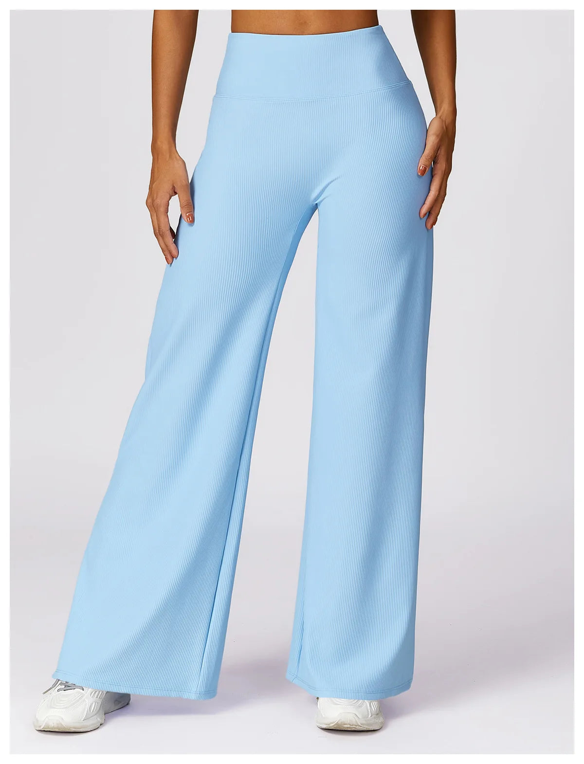 High Waist Wide Leg Striped Workout Trousers