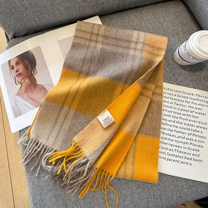 100% Wool Plaid Scarf - Christmas Gift for Men and Women