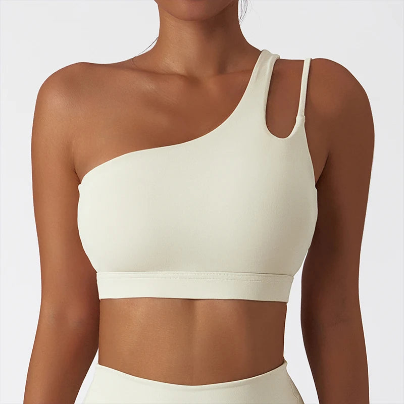 One Shoulder Cut-out Details Workout Top