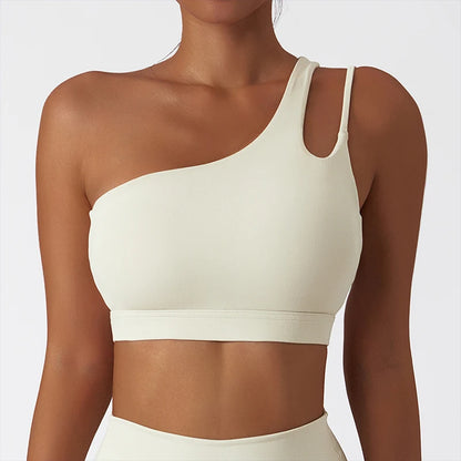 One Shoulder Cut-out Details Workout Top