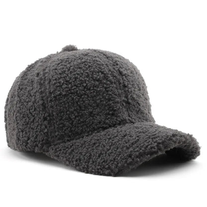 Autumn Winter Faux Lamb Wool Baseball Cap