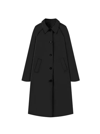 Single-Breasted Plaid Details Trench Coat