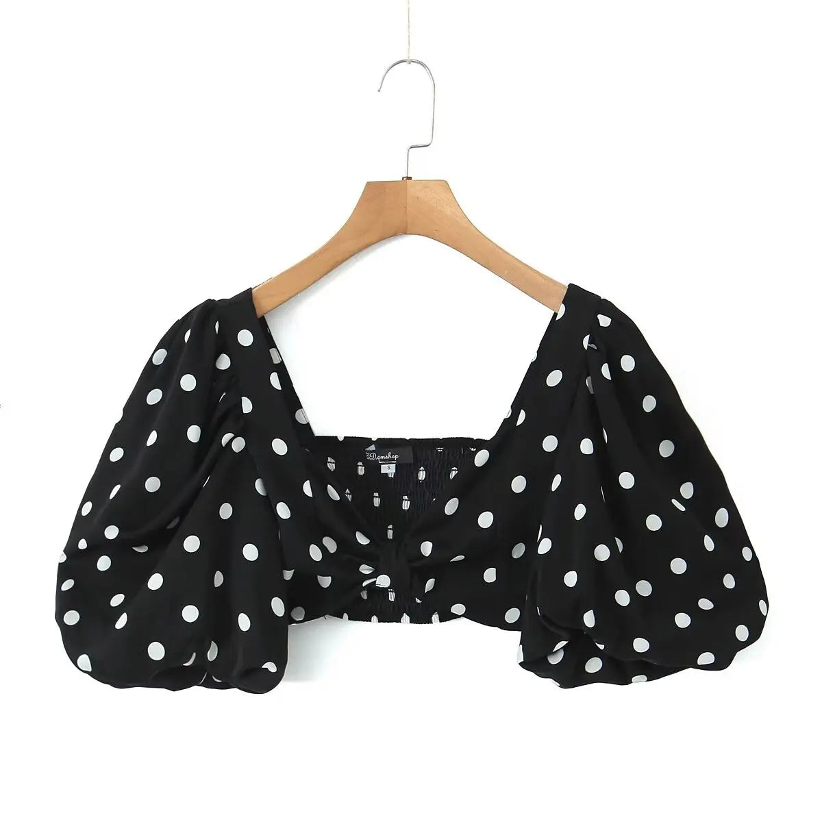 Polka Dots Cropped Top and Side Slits High Waist Skirt Set