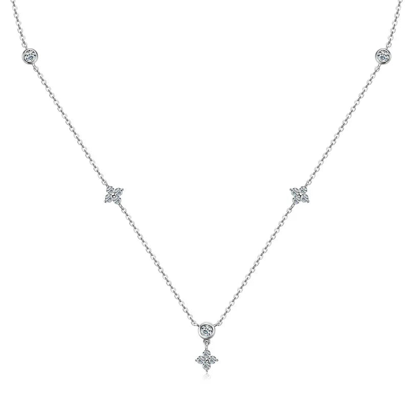 Clover Design Moissanite Necklace - Four-leaf Flower Necklace