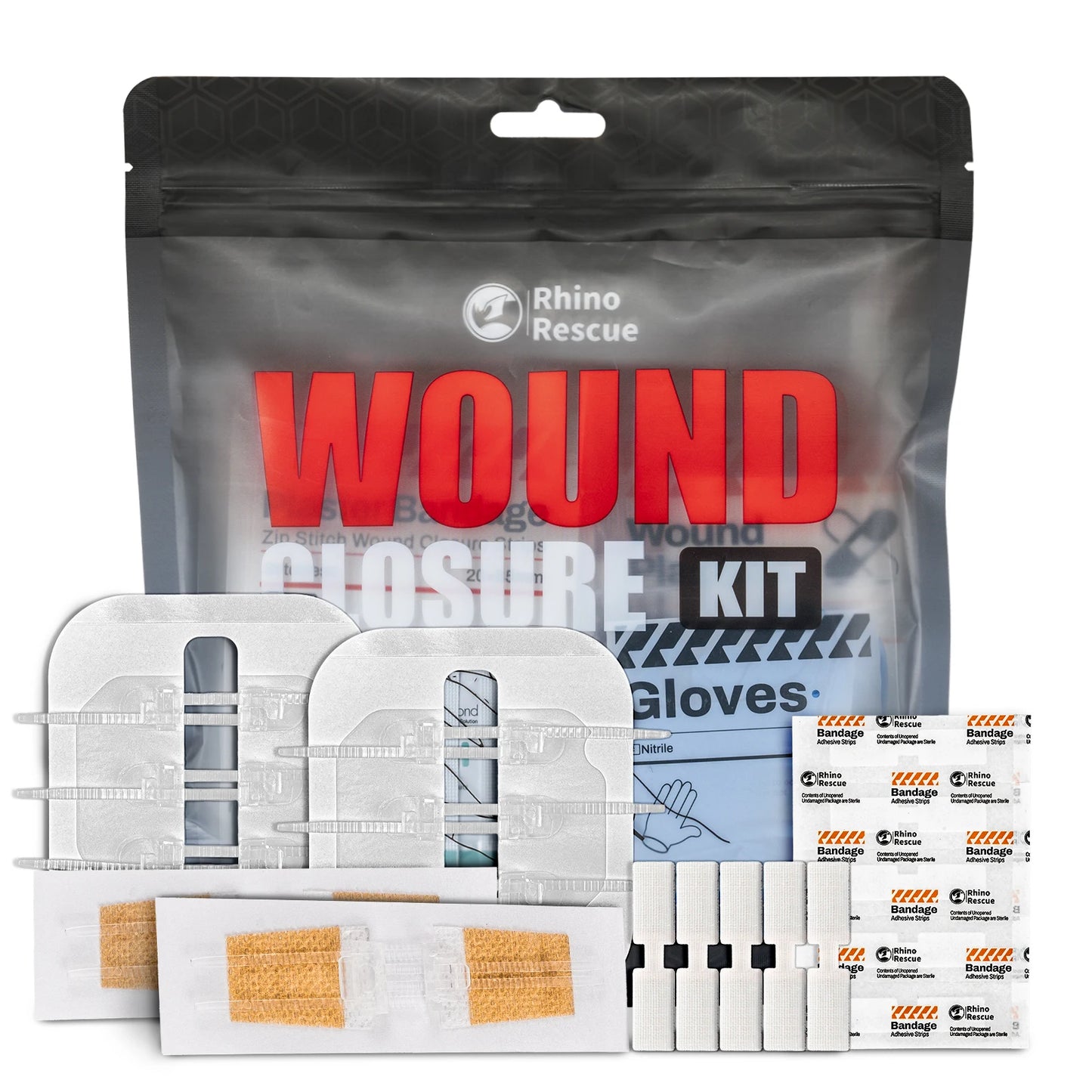 Rhino Rescue Zip-Stitch Wound Kit | Needle-Free Laceration Closure strips