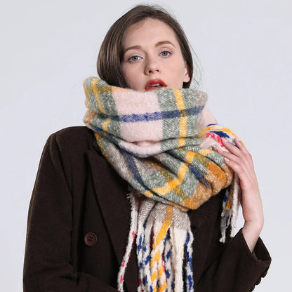 Plaid Cashmere 240*55 CM Long Thick Scarf