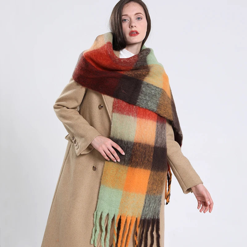 Plaid Cashmere 240*55 CM Long Thick Scarf