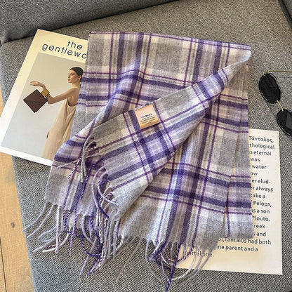 100% Wool Plaid Scarf - Christmas Gift for Men and Women