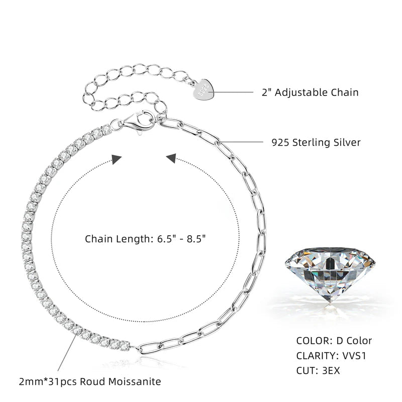 18k Gold Plated Half Tennis Bracelet - Birthday Gift For Her