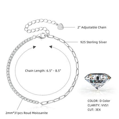 18k Gold Plated Half Tennis Bracelet - Birthday Gift For Her