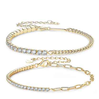 18k Gold Plated Half Tennis Bracelet - Birthday Gift For Her