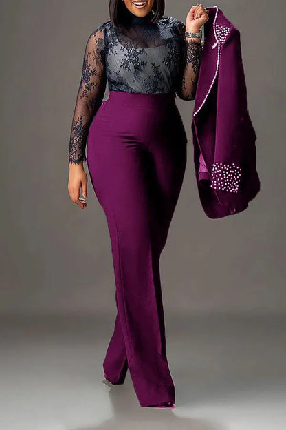Women’s Pearl-Embellished Single-Button Suit