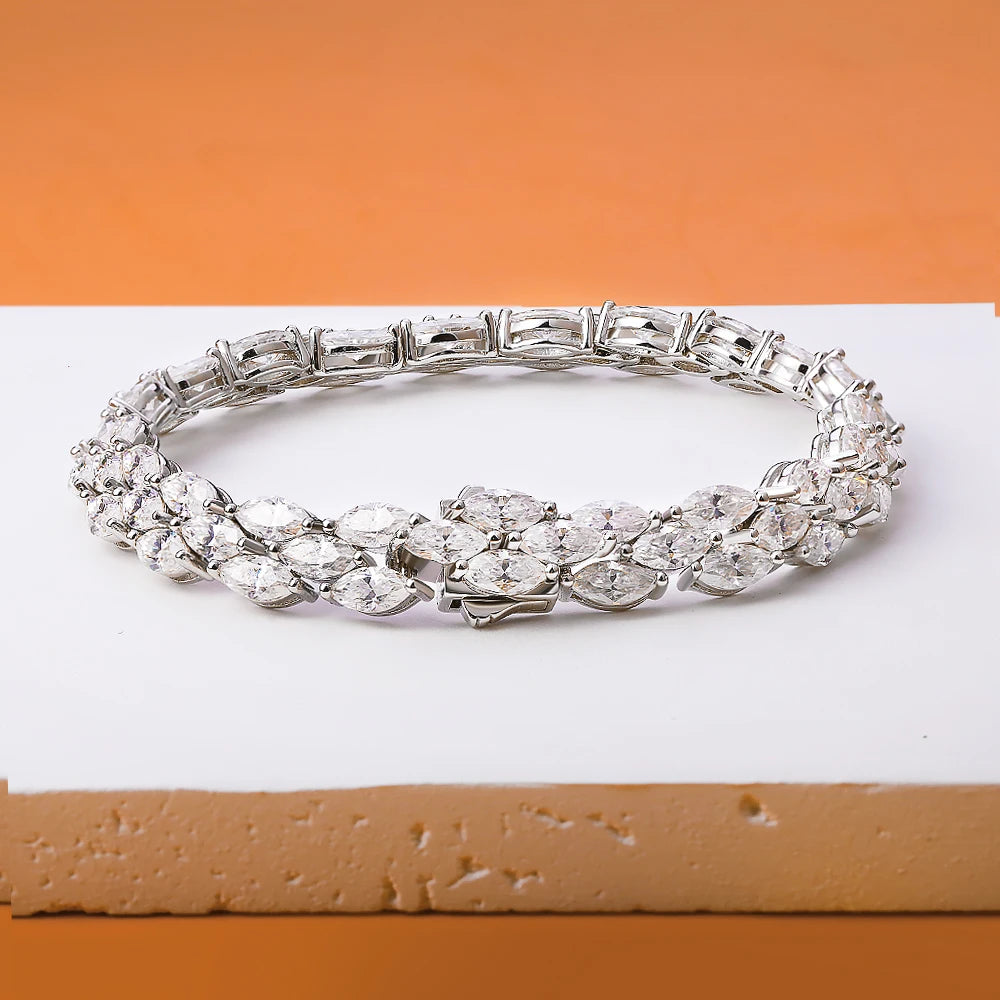 Fleur de Luxe Marquise Cut Moissanite Tennis Bracelet – GRA Certified