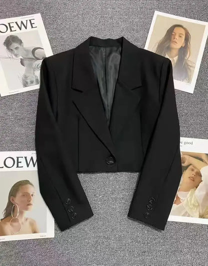 Cropped Single Button Blazer For Women