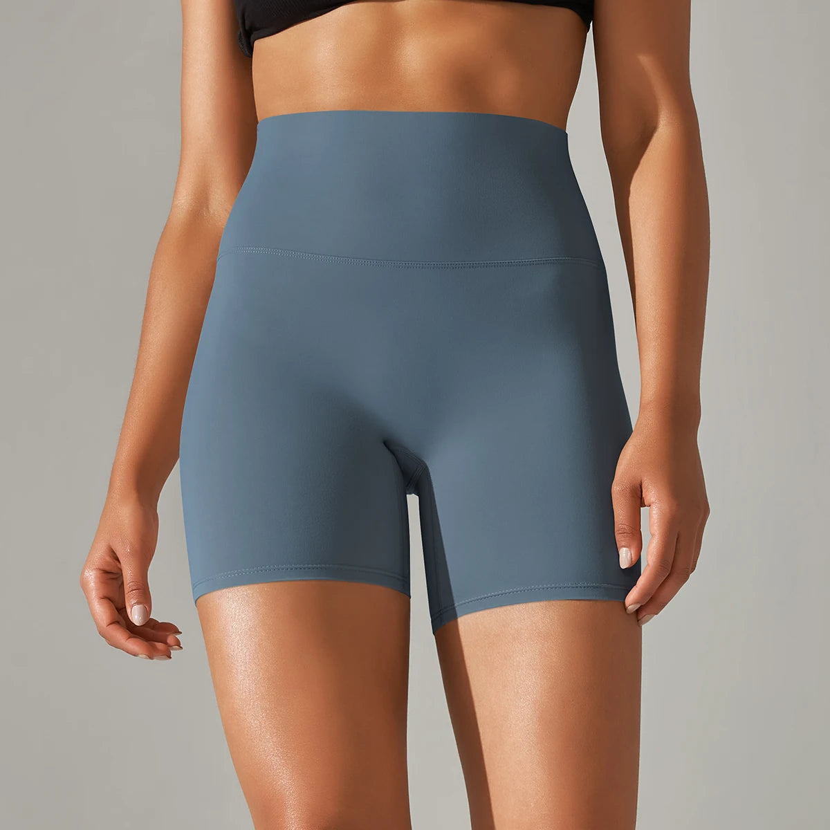 High Waist Workout Breathable Shorts Shades of Green and Blue