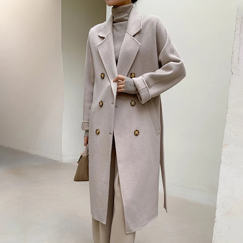 Women’s 100% Cashmere Thick Long Winter Coat