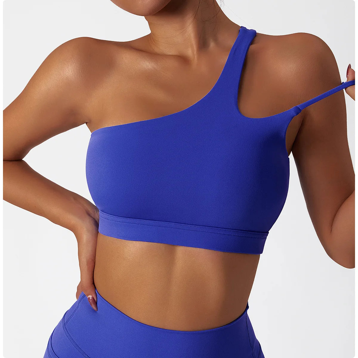 One Shoulder Cut-out Details Workout Top