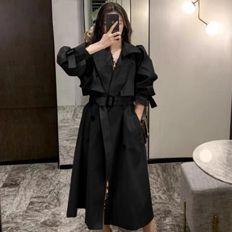 Double Breasted Trench Coat with Belt Korean Style