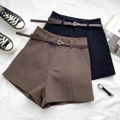 High Waist A-line Shorts With Belt