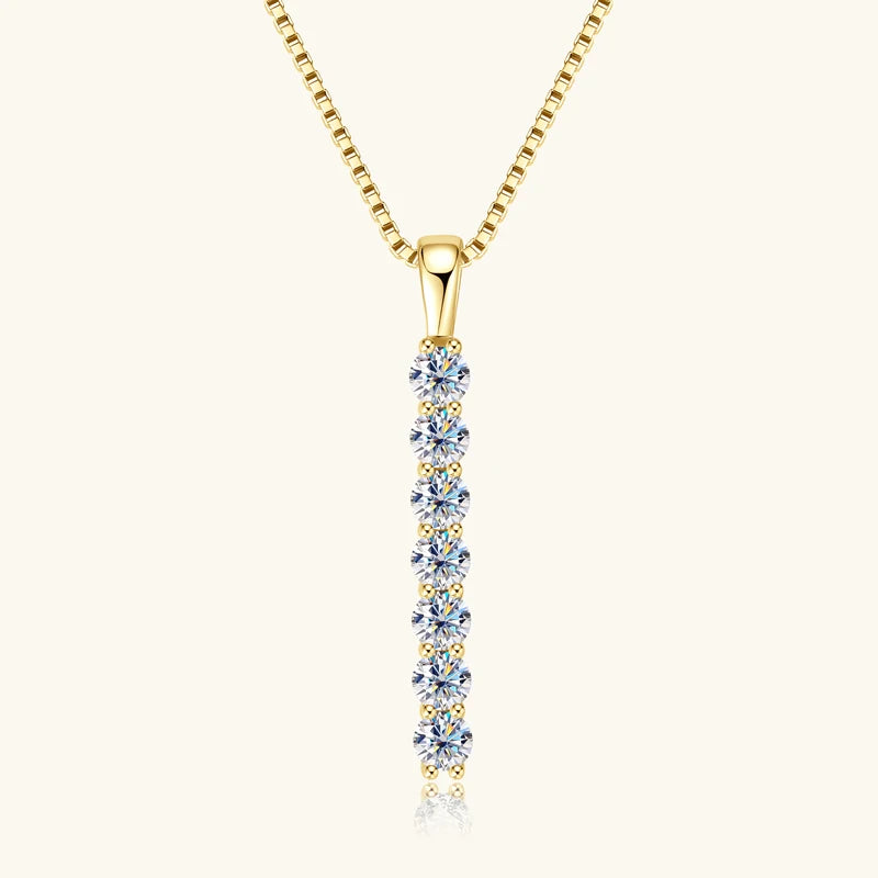 Moissanite 7-stone Bar Necklace - Gift for Her