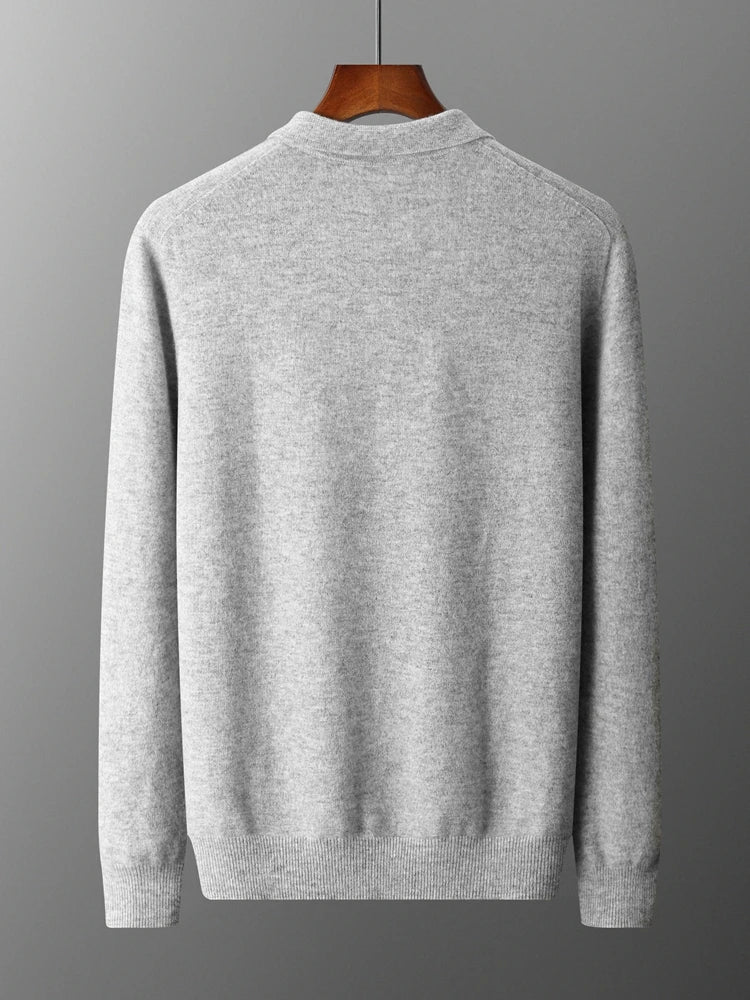 Men's Luxury 100% Merino Wool Buttoned Polo Pullover