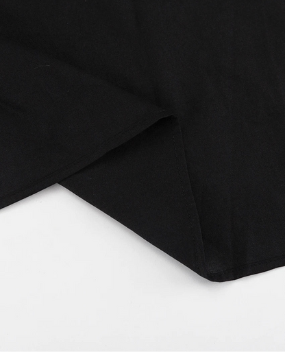 A-Line Cotton Black Cutout Maxi Dress With Pockets