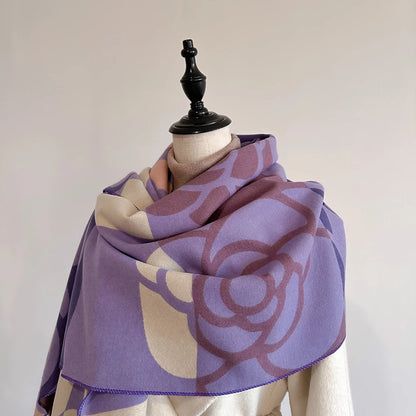 Floral Double-sided Cashmere Pashmina Scarf