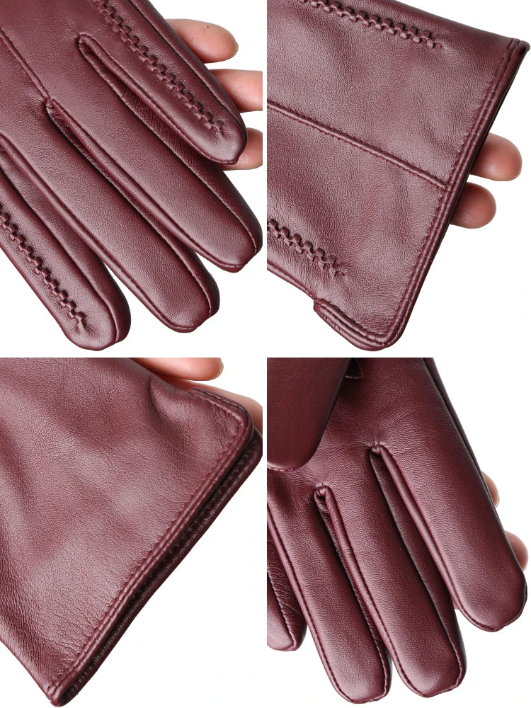 Women's Genuine Leather Touchscreen Lined Gloves