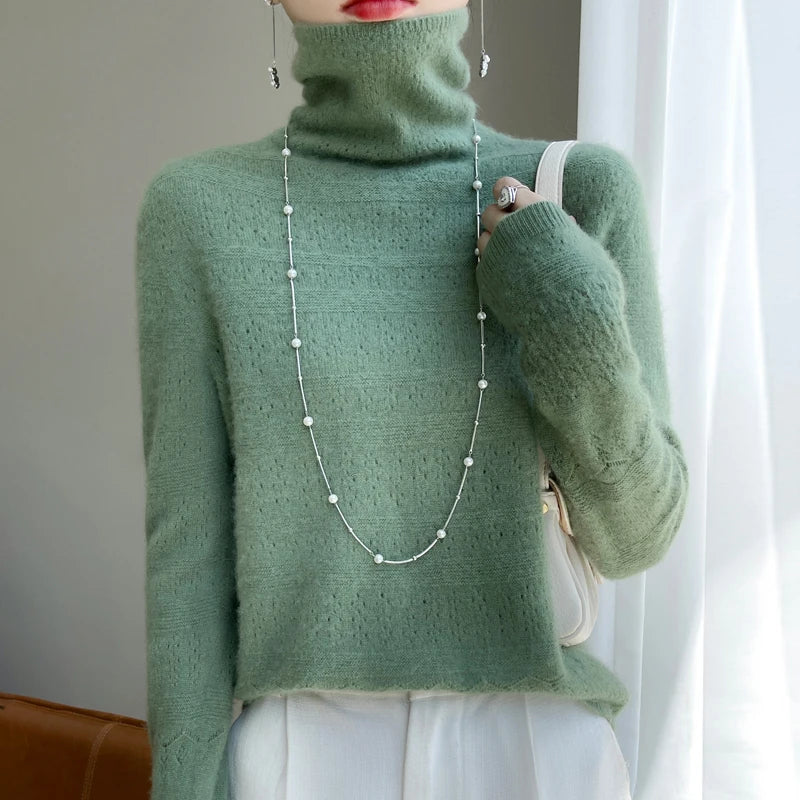 100% Merino Wool Warm Turtleneck Sweater