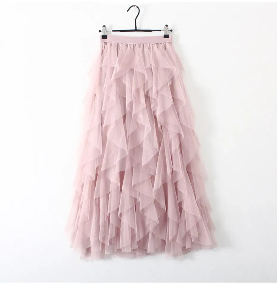 Tulle Mesh Long Maxi Layered Skirt