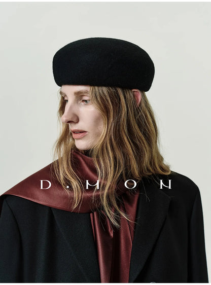 100% Wool Felt Blocked Beret Women's Hat - Christmas Gift