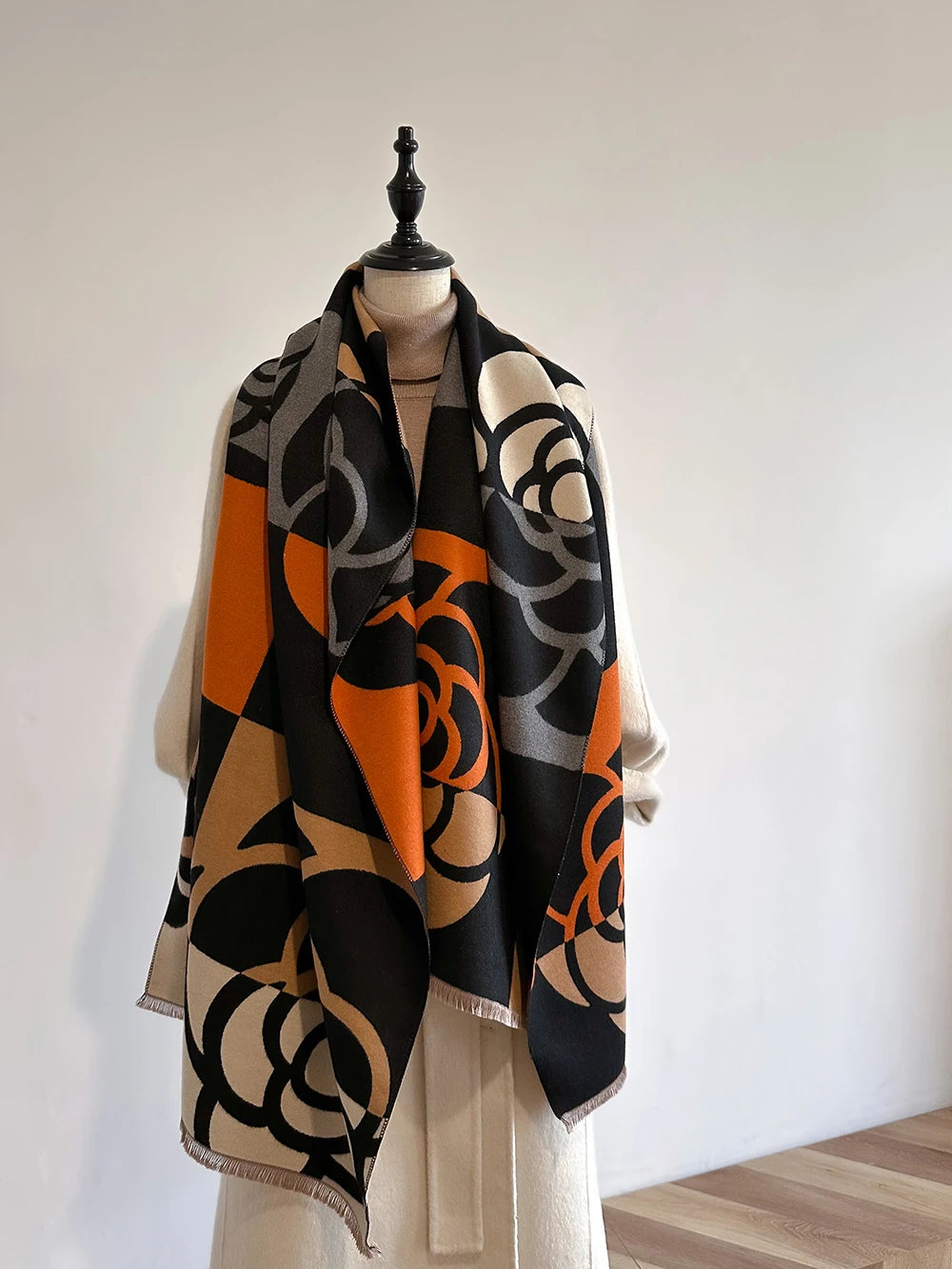 Floral Double-sided Cashmere Pashmina Scarf