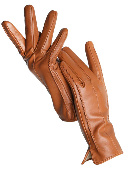 Women's Genuine Leather Touchscreen Lined Gloves