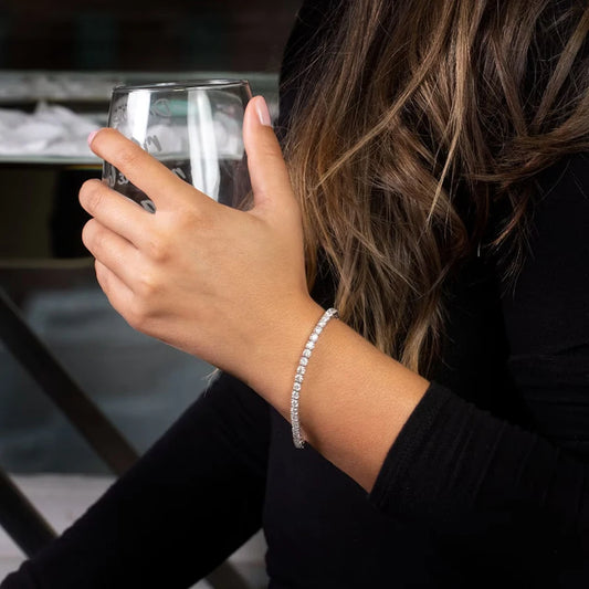 Moissanite Tennis Bracelet 18k White Gold Plated with GRA