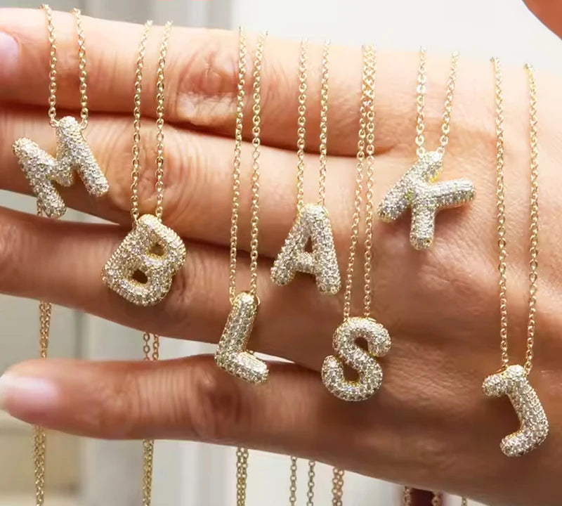 Moissanite Bubble Letter Necklace - Christmas Gift