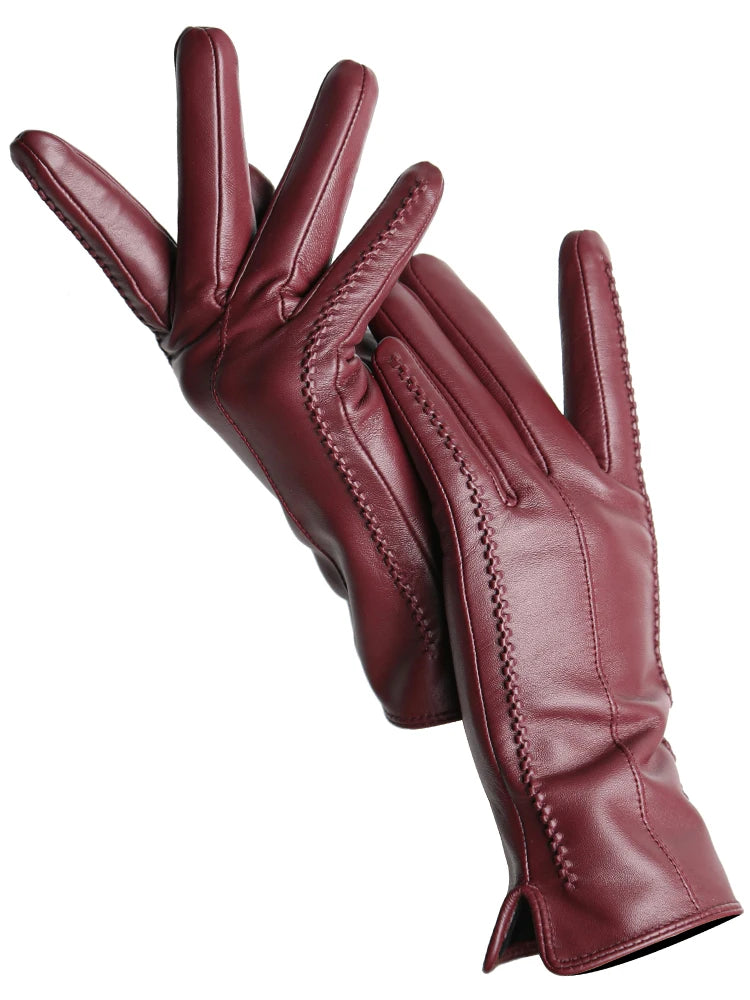Women's Genuine Leather Touchscreen Lined Gloves