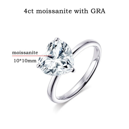 Heart Cut Moissanite Solitaire Ring GRA Certified - Valentine's Gift For Girlfriend