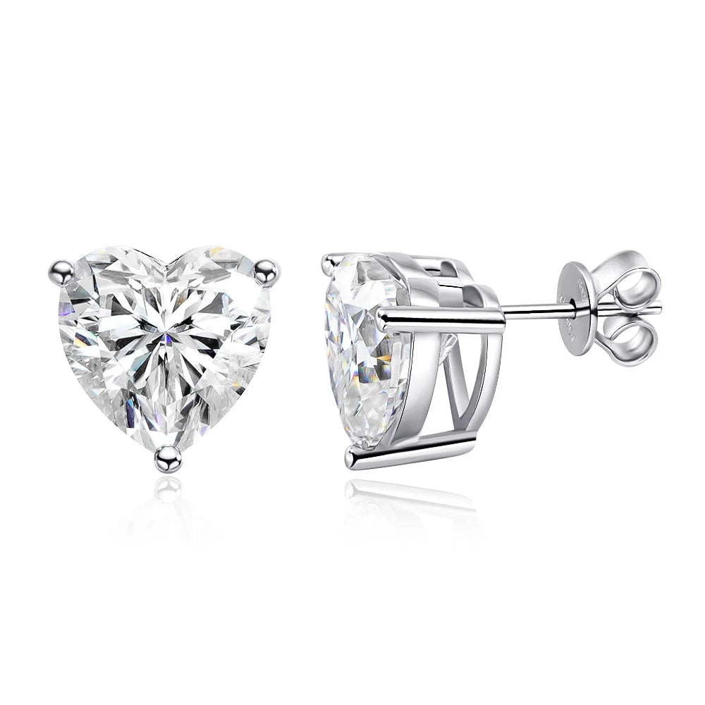 Heart Cut Moissanite Stud Earrings - Valentine's Day Gift for Her