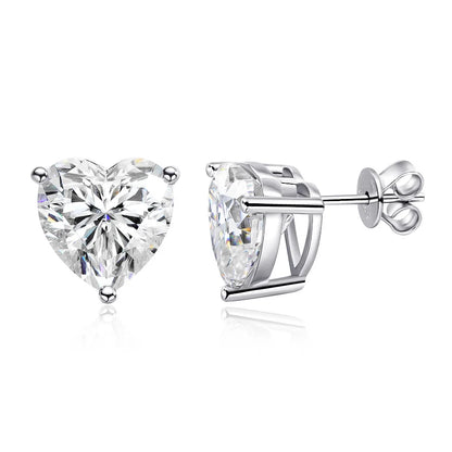 Heart Cut Moissanite Stud Earrings - Valentine's Day Gift for Her