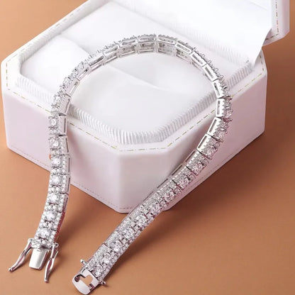 18K White Gold Plated Moissanite Tennis Bracelet - Anniversary Gift For Her