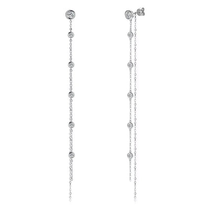 2 Carat Long Tassel Chain Moissanite Earrings