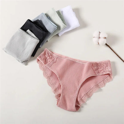 Lace Briefs 3Pcs/set Cotton Low Waist Panties