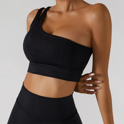 One Shoulder Double Straps Sports Top