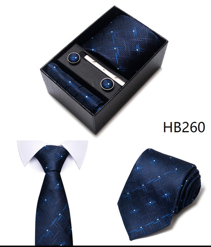 5 Pcs Business Tie Set Handkerchief, Cufflinks, Tie and Clip