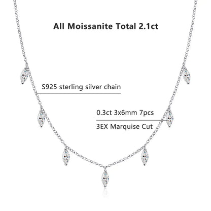Marquise Cut Moissanite Stacking Necklace -  Gift for Women