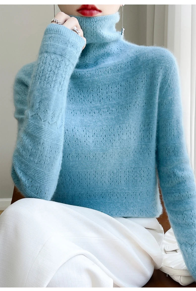 100% Merino Wool Warm Turtleneck Sweater