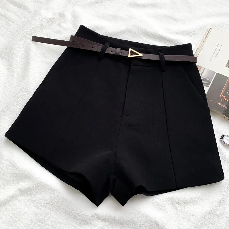 High Waist A-line Shorts With Belt